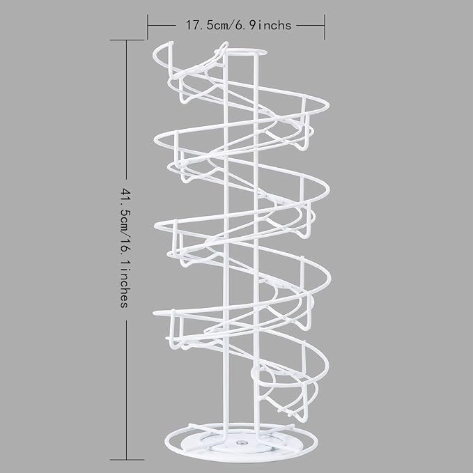 Toplife Spiral Design Metal Egg Skelter Dispenser Rack, Storage Display Rack, White