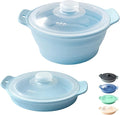 42oz Silicone Microwave Steamer For Cooking, Collapsible Food Steamer For Vegetable, Seafood, Soup, Leftovers, Rice Cooker, BPA Free Small Steam Pot with Handle & Lid, Dishwasher Safe (Blue), 1 Pack