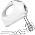 Showvigor Electric Hand Mixer with 5 Stainless Steel Whisks,5 Speed, White | Portable Kitchen Mixer Electric Whisk, Food Beater for Whipping Mixing Cookies