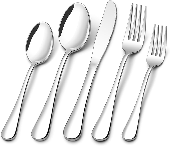 Compralo Silverware Set for 12, Stainless Steel 60 Piece Flatware Set | Mirror Polished Cutlery Set Include Knife Fork and Spoon for Home Kitchen Restaurant Party, Dishwasher Safe