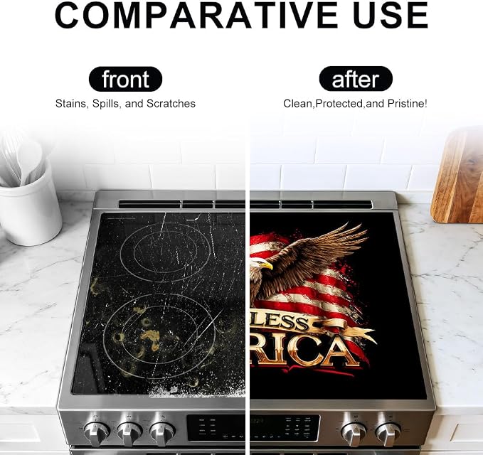 Patriotic Eagle Stove Top Cover 28.35x20.47 in Non Slip | Heat Resistant Cooktop Protector Mat with Non-Slip Backing, Scratch Protection and Countertop Drying Mat.