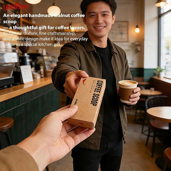 Walnut Coffee Scoop,Wooden Coffee Bean Measuring Spoon,10g Capacity,Natural Wood Coffee Scoop for Tea,Sugar & Powder,Rustic Kitchen Gift for Coffee Lovers
