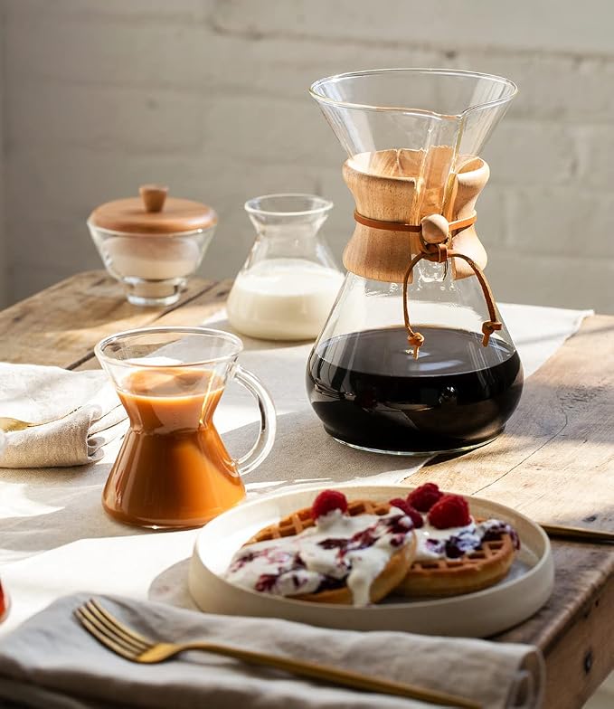 Chemex Pour-Over Glass Coffeemaker - Classic Series - 10-Cup - Exclusive Packaging | Large Manual Drip Coffee Brewer, Non-Porous Borosilicate Glass, Uses Bonded Filters