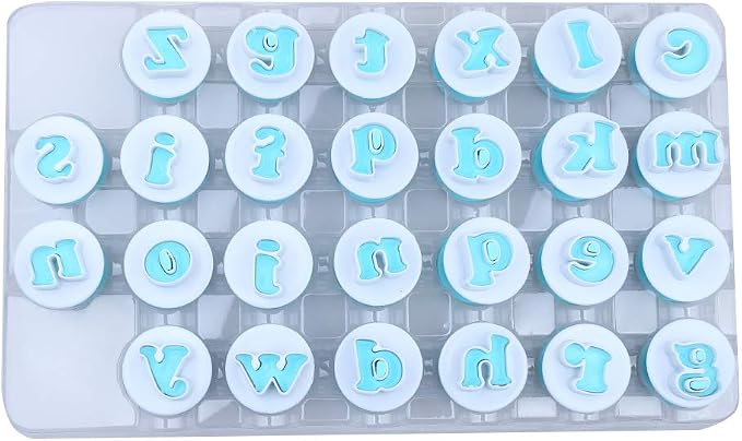 26PCS/Set Cookie Stamp Impress Cookie Cutters Alphabet Letter and Number Cake Biscuit Mold Letter Shape DIY Cookie Biscuit Alphabet Cake Tool Embosser Cutter (Lower Case Shape)