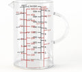 77L Glass Measuring Cup, [Double-Sided Measuring Scale, Insulated handle, V-Shaped Spout], High Borosilicate Glass Measuring Cup for Kitchen or Restaurant, Easy To Read, 500 ML (0.5 Liter, 2 Cup)