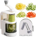 Badelite Vegetable Spiralizer 4-IN-1 Rotating Blade Veggie Spiralizer Zucchini Noodle Maker with Strong Suction Cup Spiral Vegetable Cutter Slicer - White