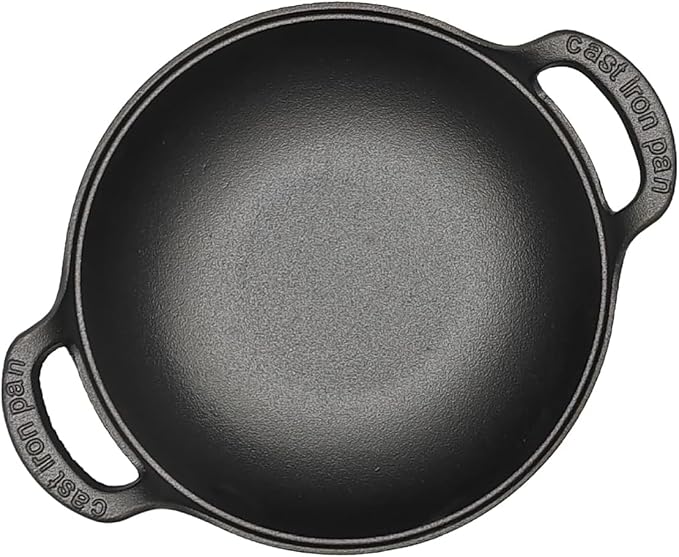 Cast Iron Wok with Dual Handle, Pre-Seasoned Stir-Fry Pans (Wok with Lid 10 inch)