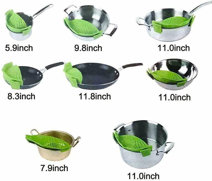 Clip-on Kitchen Food Strainer for Spaghetti, Pasta, Meat, Fruits, Vegetables. Silicone Kitchen Food Strainer for Pots & Bowls