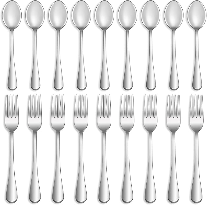 32 Pcs Forks and Spoons Silverware Set,Food Grade Stainless Steel Flatware Cutlery Set for Home,Kitchen and Restaurant,Mirror Polished,Dishwasher Safe-16 Dinner Fork(8 inch) and 16 Teaspoon(6.5 inch)