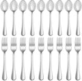 32 Pcs Forks and Spoons Silverware Set,Food Grade Stainless Steel Flatware Cutlery Set for Home,Kitchen and Restaurant,Mirror Polished,Dishwasher Safe-16 Dinner Fork(8 inch) and 16 Teaspoon(6.5 inch)