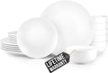 Zulay Kitchen Icon Porcelain Dinnerware Set, Service For 6 - Chip & Scratch Resistant White Plates And Bowls Sets - Microwave & Dishwasher Safe - White