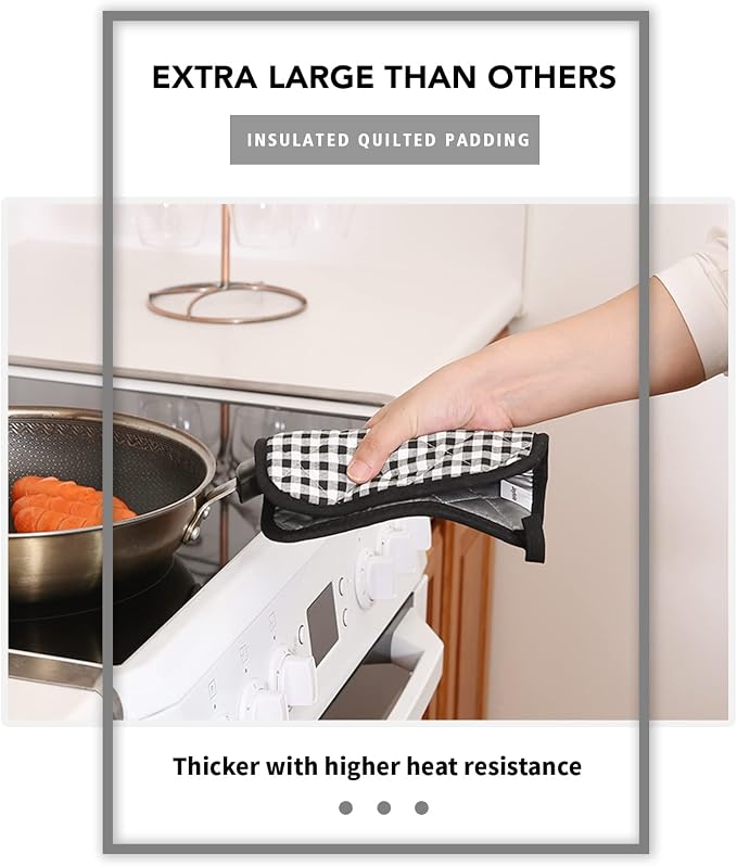 Joyhalo 4 Pack Pot Holders for Kitchen Clearance | Cotton Oven Holder with Great Heat Resistance, Potholders Sets for Kitchen, Countertops and Hot Pots, Black Buffalo Plaid
