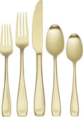 Oneida Moda Champagne Satin 20-Piece Silverware Set for 4, Flatware | satin finish, dishwasher safe | includes knives, forks, and spoons | cutlery set for kitchen and dining