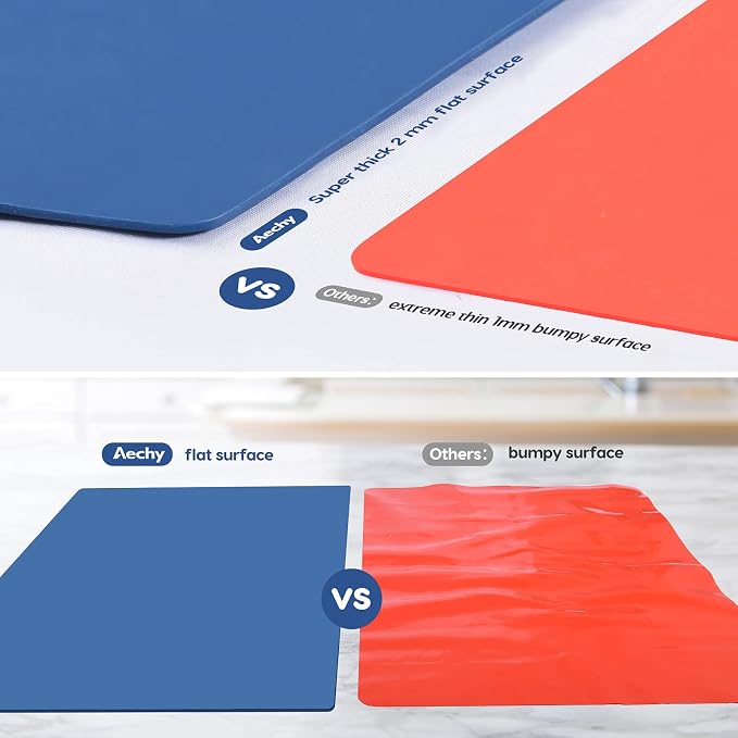 Extra Large Silicone Mat 35.3"x23.5"x0.08", Multipurpose Silicone Mat Thick Heat Resistant Mat Shipped Rolled Up Kitchen Counter Mat Waterproof Nonslip Mats for Kitchen Counter Blue | Extra Large, Heat Resistant, Waterproof, Nonslip, Multipurpose Count...