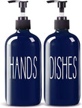 COHOSEGE Glass Soap Dispenser Set 2 Pack,16 Oz Dish Soap Dispenser for Kitchen Sink,Blue Kitchen Accessories and Kitchen Decor,Blue Decorations and Kitchen Utensils for Kitchen
