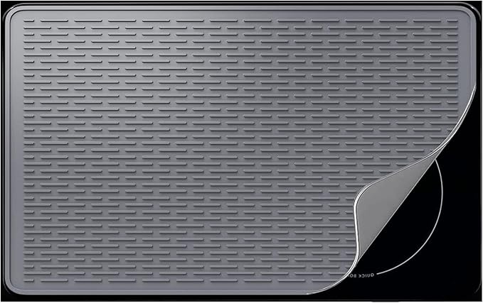 Stove Top Cover for Electric Stove- Range Covers for Electric Stove,Silicone XXL Dish Drying Mat, Glass Cooktop Covers, Flat RV Range top Mats (Gray, 36"x21")