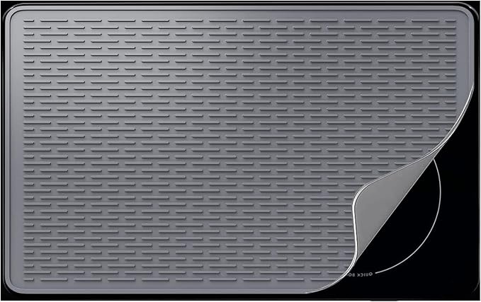 YUHFERA Stove Top Cover for Electric Stove - Silicone Stove Mat for Glass Top, Glass Cooktop Protector, XL Dish Drying Mats for Kitchen,Oven Covers for Electric Stove (Gray,36 x 21)