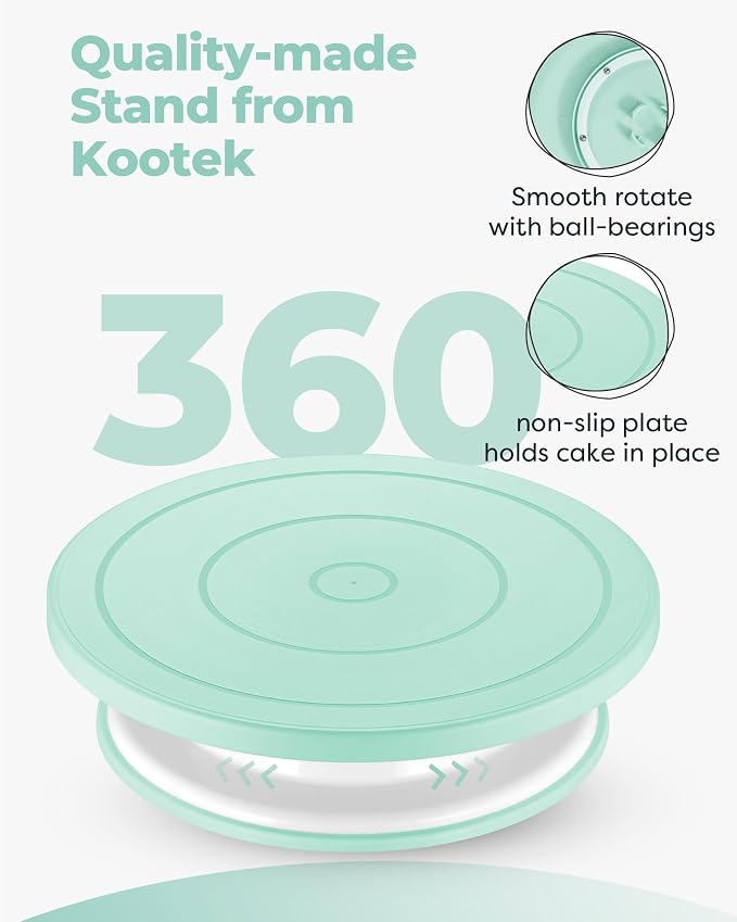 Kootek 71 Cake Decorating Kit Baking Supplies Tools for Beginners & Pros | Cake Stand Turntable, Icing Piping Tips, Disposable Reusable Pastry Bag, Spatulas, Video Tutorial, Pattern Chart
