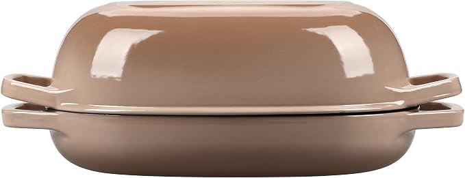 EDGING CASTING Enameled Cast Iron Oval Dutch Oven Pot with Lid, Dutch Oven for Sourdough Bread Baking, Bread Oven, Bread Dutch Oven, Oval Bread Pan, 5qt, Mocha