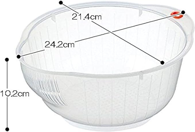 Inomata Plastic Japanese Rice Washing Bowl with Strainer, 2 quart