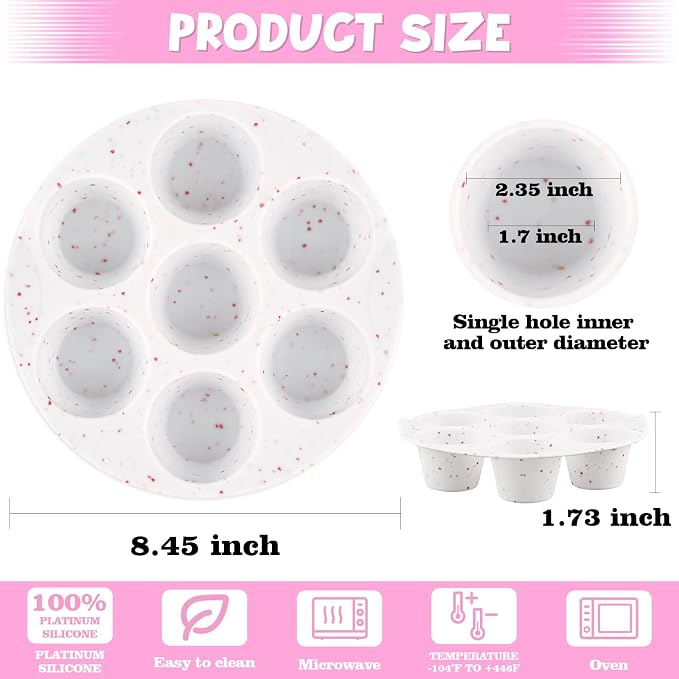 2 Pack Silicone Egg Bite Molds for Air Fryer, Nonstick 7 Cups Air Fryer Muffin Pan for Baking Egg Bite, Mini Muffins, Tart, Mini Cupcake and Quiche (Confetti)