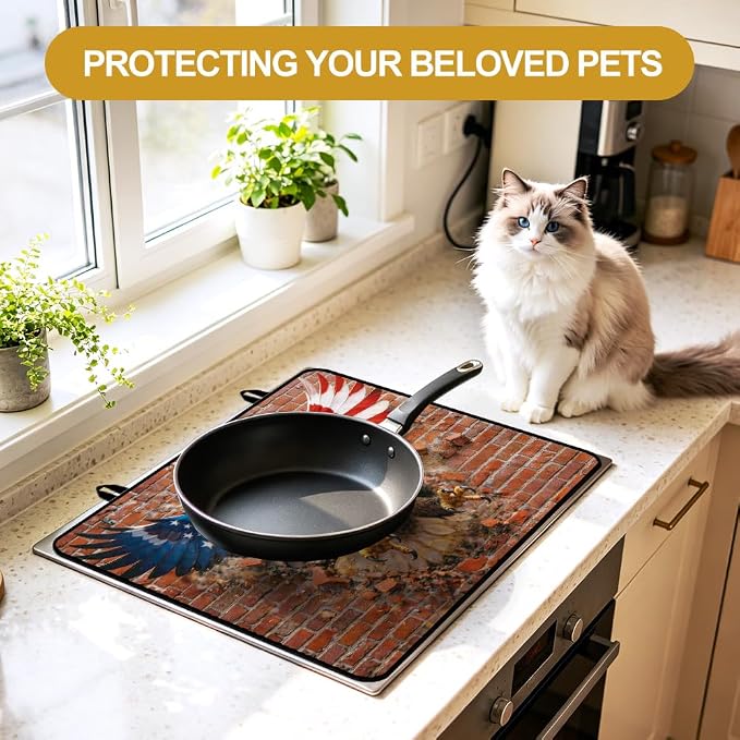 American Eagle Stove Top Cover 28.35x20.47 in Non Slip Mat | Heat Resistant Cooktop Protector Mat with Non-Slip Backing, Scratch Protection and Countertop Drying Mat.