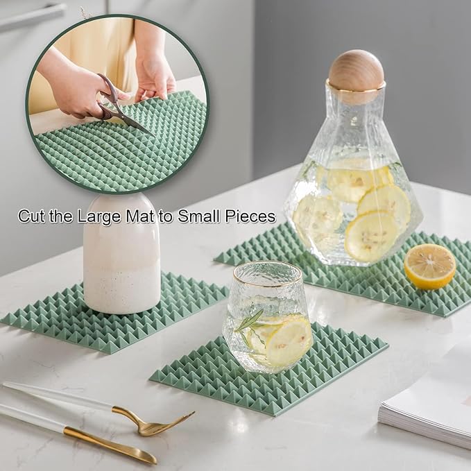 Colinda Silicone Dish and Cup Drying Mat - Extra Large Trivet for Hot Dishes, Large Size Hot Pots and Pads Coming Directly Out from the Stove or Oven,Drain Board,16" x 11.5",Black