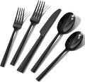 Black Silverware Set, 20-Piece Forged Flatware Set Cutlery Set Premium Stainless Steel, Service for 4, for Kitchen, Home, Wedding, Party, Mirror Polished and Dishwasher Safe
