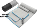 Eunzel Quick Dry Camping Towel, Microfiber Travel Towel 3 Size at 1 Pack,Fast Drying Towel Set for Camping, Beach, Gym, Sports, Yoga & Swimming Pool, Light Grey