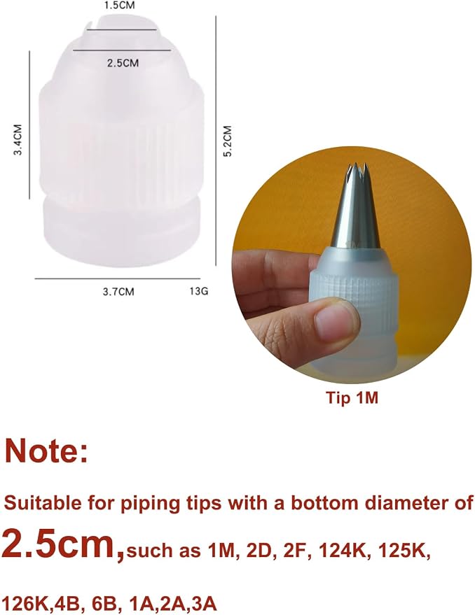 Large Couplers for Piping Bags,Easy Switching for Piping Tip 1M, 2D, 2F, 124K, 125K, 126K, 4B, 6B, 1A,2A,3A,6 Pcs