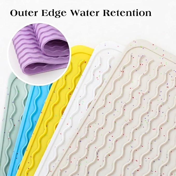CAKETIME 2 Pack Multicolor Silicone Dish Drying Mat for Kitchen Counter Waterproof Place mats Stove Top Organizer Cooking Appliance Trays Dryer Rack Drainers Items Extra Large 24"*18" Purple