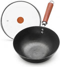 Carbon Steel Wok Pan, Flat Bottom Stir Fry Wok (10.20 inch)