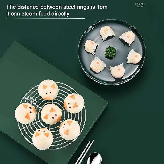 3-in-1 Stainless Steel Steamer Rack & Cooling Rack – Multi-Functional Pot Trivet for Cooking, Baking, Dishwasher Safe, Fits Most Pots & Pans (16cm, Silver)(Silver,Size:16x4cm)