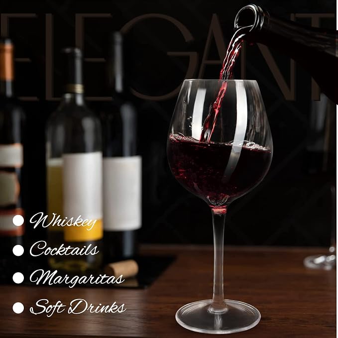 crayline Plastic Wine Glasses Set of 4(15oz) | 100% Tritan & BPA Free | Unbreakable Wine Glasses with Stem | Dishwasher Safe | Perfect For Pool, Patio, Camping, Outdoor Parties, Everyday Use.