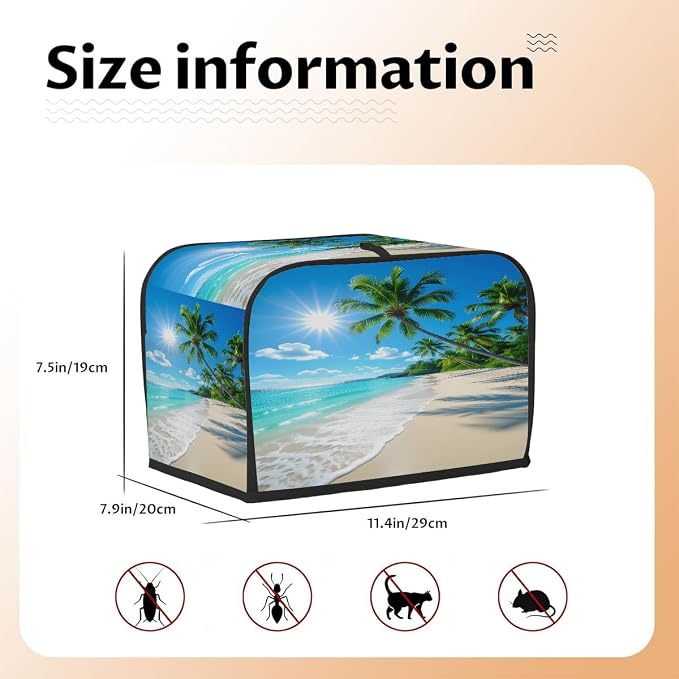 2 Slice Toaster Cover Palm Beach Coastal Ocean Toaster Covers Two Slice Wide Slot Waterproof and Dustproof Covers for Wide Slot Toasters and Small Appliances Kitchen Decor Gifts