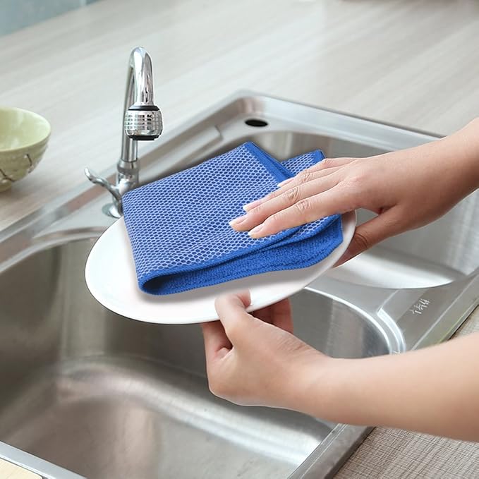Dish Cloths for Washing Dishes with Scrub Side, Microfiber Dish Rags | Dual-sided microfiber dish cloths with scrubber for stuck-on food, quick dry kitchen washcloths 9 Pack, 12 Inch Multicolor