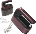 Yomelo 9-Speed Digital Hand Mixer Electric, 400W Powerful DC Motor, Hand Mixer Electric Handheld with Snap-On Storage Case, 5 Stainless Steel Accessories, Beaters, Dough Hooks, Whisk(Grape Purple)
