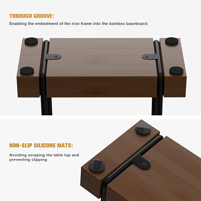 Wican Napkin Holder for Table, Bamboo Iron Standing Napkin Dispenser | Kitchen Dining Table Farmhouse Cocktail Picnic Rustic Wood Holders, Suitable for All Kitchen Dining Room Decor, Black & Brown