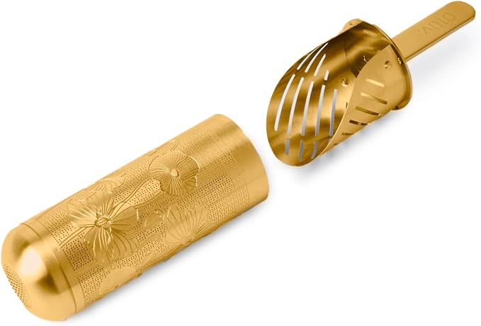 Tea Infuser Spoon For Loose Leaf Tea Stainless Steel Popsicle Tea Stick Tea Diffuser Long-Handle Tea Filter Easy to Carry Tea Strainer Pipe Tea Steeper Filter(Gold)