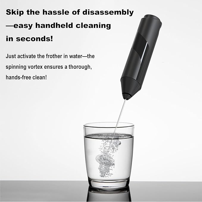 Milk Frother Handheld with Cover- 15-Second Silent Drink Mixer Wand | Travel Frother with ABS Sleeve, No Charging Required for Coffee, Matcha & Shakes