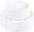 LIYH 50 Pcs White Scalloped Plastic Plates Reusable - Unbreakable Plastic Plates for Weddings Party Outdoor Picnics Dishwasher Safe BPA Free(25Guests)
