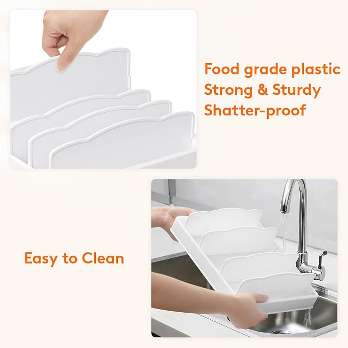Lifewit Kitchen Cabinet Organizer for Food Contanier Lid with 7 Sections | Lid Holder with 6 Adjustable Dividers for Pantry Organizers and Storage, Home Drawer Organization, White, Large, 13" x 10"