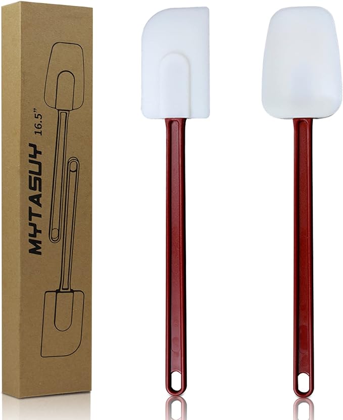 16.5 INCH Silicone Spatulas Heat Resistant Heavy Duty Rubber Spatulas Commercial Spatulas Set for Kitchen Use Silicone Cooking Utensils Sets of 2