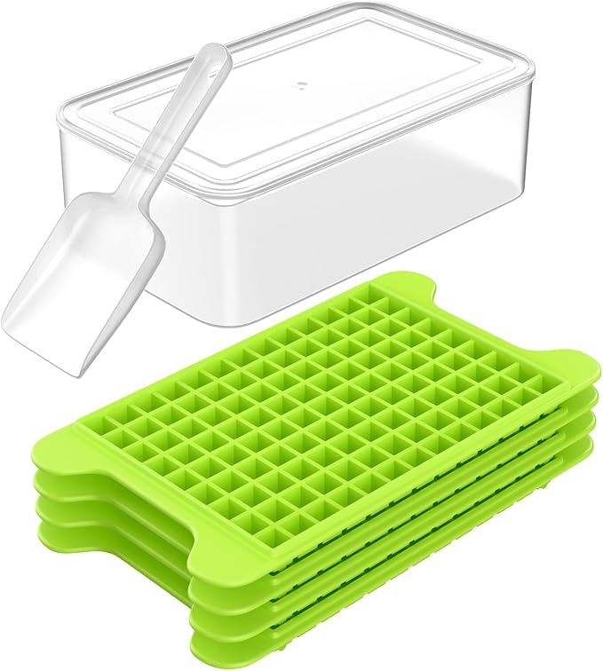 Mini Ice Cube Tray for Freezer: FDDBI Small Ice Trays for Freezer with Bin - 117×4PCS Easy Release Nugget Ice Tray - Crushed Ice Tray with Container
