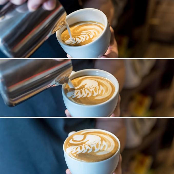 12oz Milk Frothing Pitcher, Stainless Steel Espresso Latte Cup Steaming Pitcher Creamer Cups, Milk Frother Cup Espresso Machine Accessories Barista Tools Jug for Coffee Cappuccino with Latte Art Pen