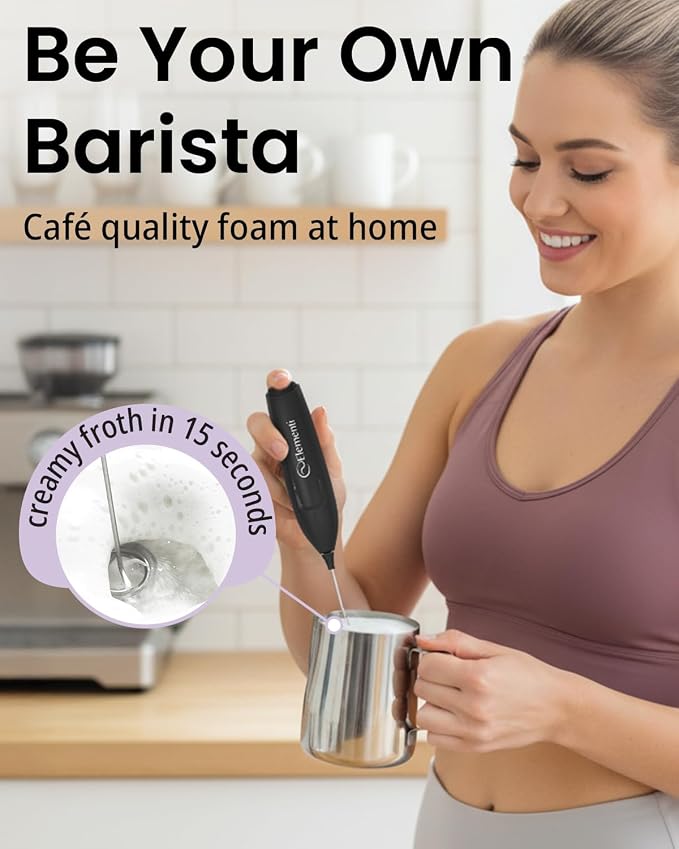 Elementi Pink Milk Frother Wand & Matcha Mixer, Mini Electric Whisk - Coffee Mixer Wand - Coffee Stirrers Electric Matcha Whisk (Hot Pink)