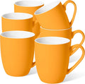 Urbanstrive 16 oz Large Coffee Mugs Set of 6 Ceramic Coffee Mug White Coffee Cups Tea Cups Idea Gift for Women Men House Warming Gifts New Home Office, Orange 6 Pack