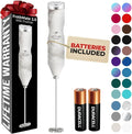 Zulay Kitchen Powerful Frother Wand AA Batteries Included, Ultra Fast Handheld Drink Mixer, Comfort Milk Frother, Stainless Steel Whisker, Frother Handheld for Coffee, Protein & Matcha - Frothmate 2.0