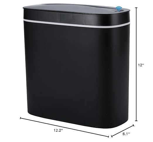 Sooyee 14 Liters Automatic Bathroom Trash Can with Lid, 3.6 Gallon Touchless Sensor Trash Can for Kitchen, Office, Bedroom, Bathroom, Living Room, Black Plastic