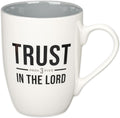 Christian Art Gifts Inspirational Ceramic Coffee & Tea Mug for Men & Women: Trust in the Lord Encouraging Bible Verse Proverb, Lead-free Novelty Drinkware w/Silver Foil, White & Dark Gray, 12 oz.